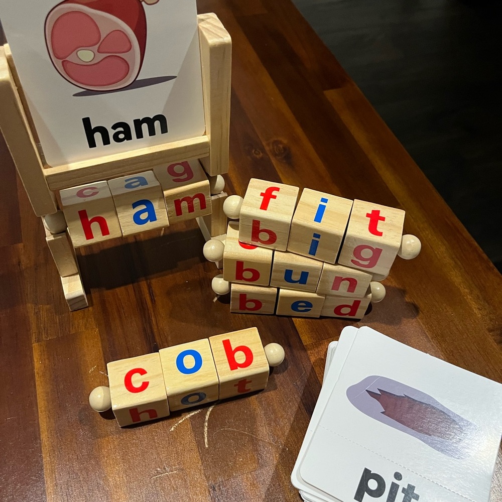 Wooden Word Builder Blocks for Kids